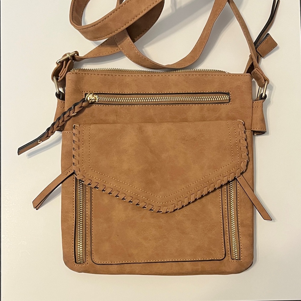 Universal Thread Brown Crossbody Bag with Gold Zippers